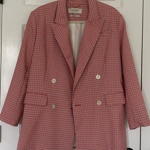 Pull & Bear Double-Breasted Red Blazer
